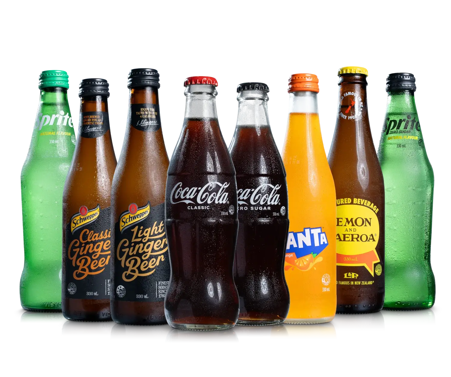 Classic Soda Range Coke, Coke Zero, Sprite, L&P, Fanta, Ginger Beer, Ginger Beer Light, Sprite Zero